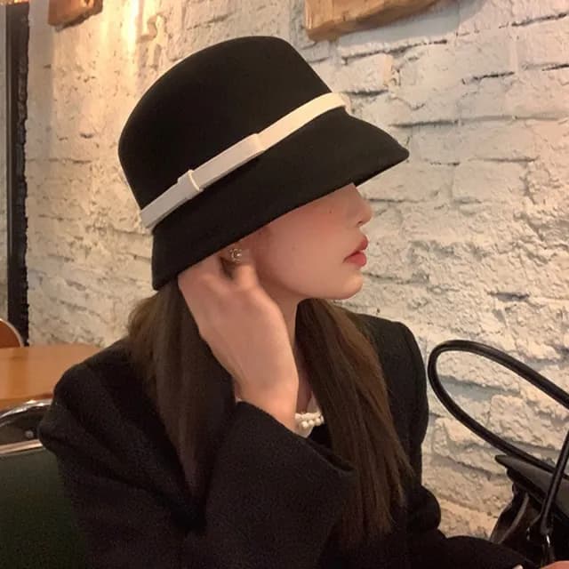 【MoonDy】情人節禮物 赫本風 漁夫帽 水桶帽 法式復古 小香風 蝴蝶結 時尚帽子 古典 優雅 小禮帽 高級感 禮