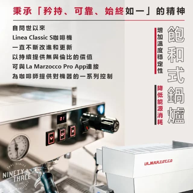 【La marzocco】總代理公司貨 Linea Classic S 單孔(液體感測器 上下水外置式馬達幫浦)