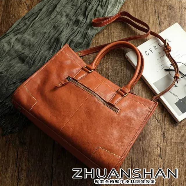 【ZHUANSHAN】情人節禮物 真皮 柔韌植鞣牛皮女士手提包 肩背包(真皮包包 咖啡色／棕色／黑色／紅色)