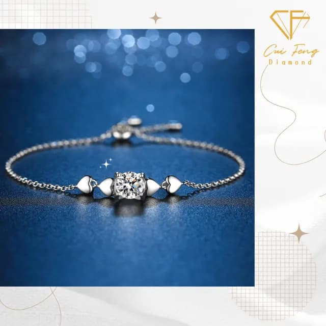 【CF鑽飾】手鍊 莫桑鑽《心中有你》(1克拉 雙11限定 情人節鑽石 手鏈 禮物 生日)