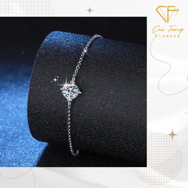 【CF鑽飾】手鍊 莫桑鑽《心思》(1克拉 雙11限定 情人節鑽石 手鏈 聖誕 交換禮物 生日)