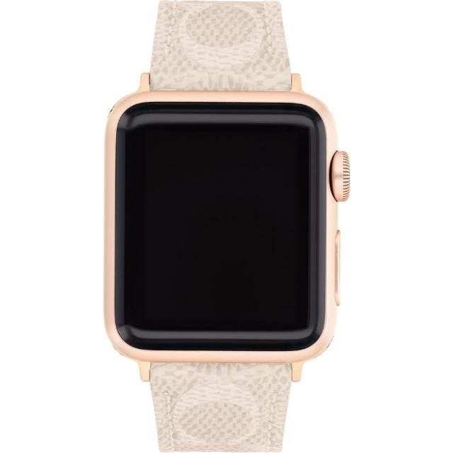 【COACH】Apple Watch 錶帶 38/40mm 適用 皮錶帶 - 米黃色 母親節 送禮 禮物(不含手錶)
