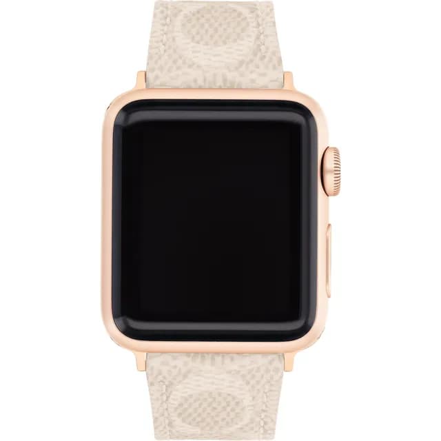 【COACH】Apple Watch 錶帶 38/40mm 適用 皮錶帶 - 米黃色 母親節 送禮 禮物(不含手錶)