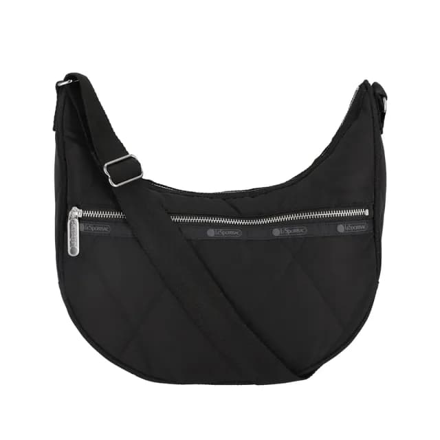 【Lesportsac】菱格壓紋月亮包 送禮 禮物(黑色)