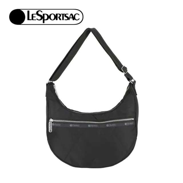 【Lesportsac】菱格壓紋月亮包 送禮 禮物(黑色)