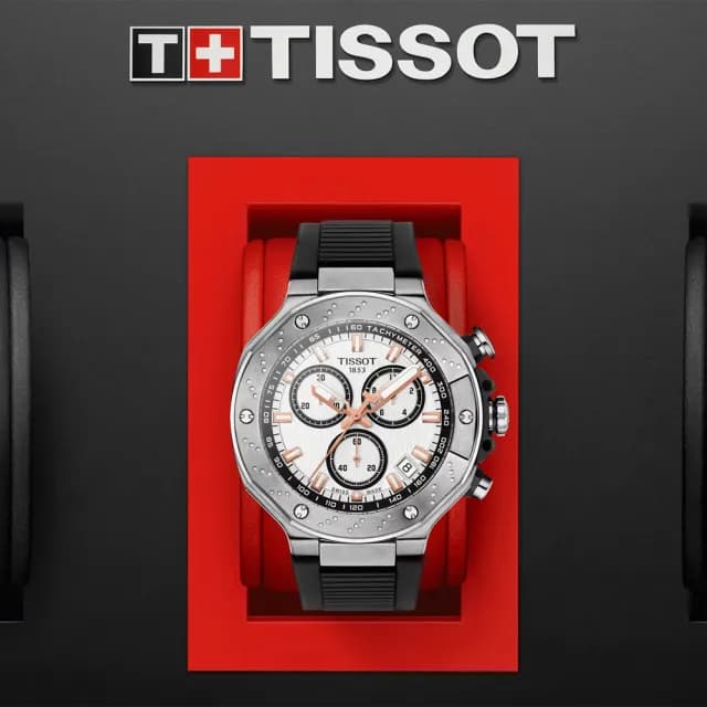 【TISSOT 天梭】T-RACE 競速系列三眼計時手錶 禮物 送禮 推薦(T141.417.17.011.00 / T1414171701100)