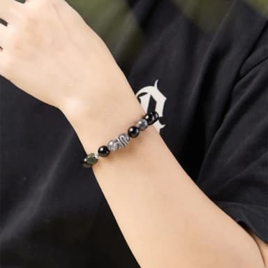 【MoonDy】水晶手串 黑曜石 黑髮晶 手鍊 手環 飾品 復古風 925 純銀 本命年 新中式 黑曼巴 保平安 禮物