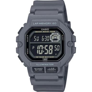 【CASIO 卡西歐】運動訓練10年電力手錶 學生錶-鐵灰 送禮 禮物 推薦(WS-1400H-8BV)