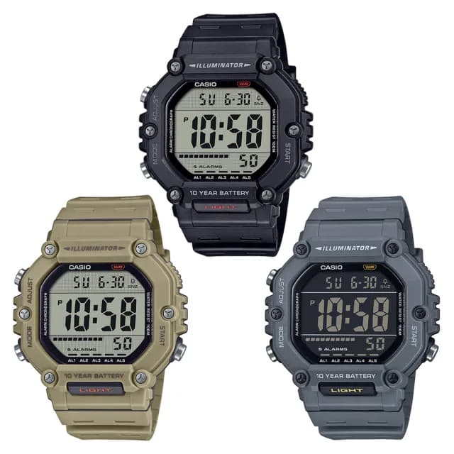 【CASIO 卡西歐】10年電力兩地時間電子錶-3款可選(AE-1600H-1A/AE-1600H-5A/AE-1600H-8B)