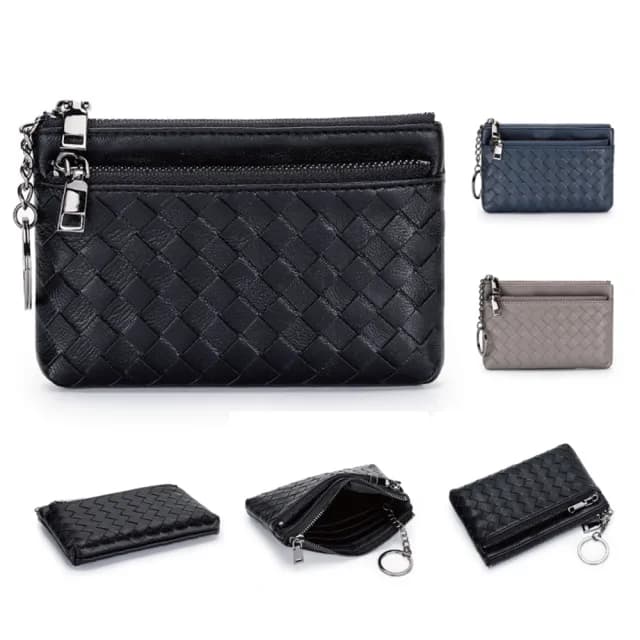 【玩皮工坊】羊皮手工編織 KN128 女士雙層零錢包(真皮包包 三色可選)