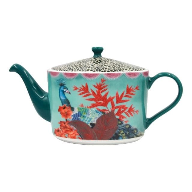 【MIKASA】SarahArnett瓷製彩繪濾茶壺 蝶舞孔雀1.1L / 茶具 泡茶壺 英式茶壺 下午茶