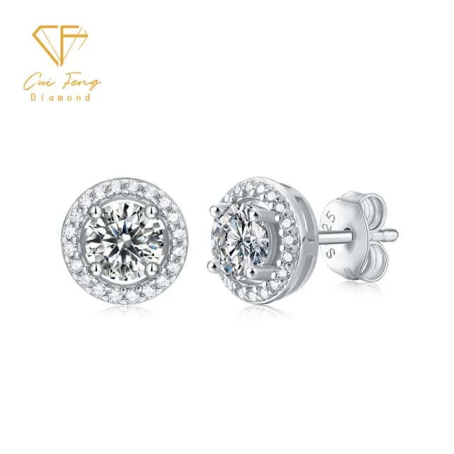 【CF鑽飾】耳環 莫桑鑽《公主圓包》(耳釘 耳針 耳飾 雙11限定  聖誕 交換禮物 求婚 生日)