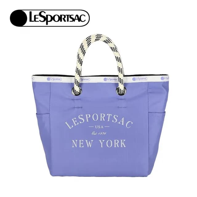 【Lesportsac】中型雙面托特包 手提包 送禮 禮物(藍紫色簡約風)