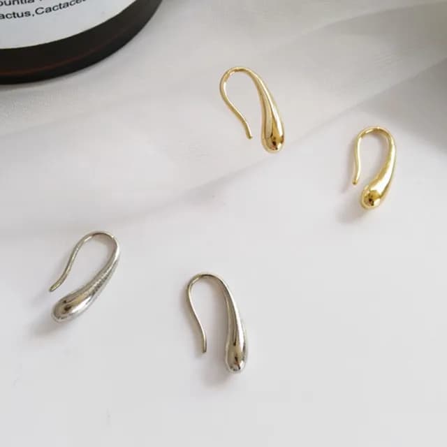 【LEEHER】水滴耳環/耳環/耳環女/925/純銀耳環/耳飾/韓國飾品/耳勾/個性耳環/正韓耳環/金