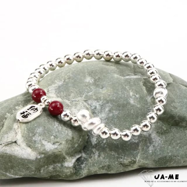 【JA-ME】999千足銀硃砂萌蛇招財納福手珠(77購物節/禮物/現貨)
