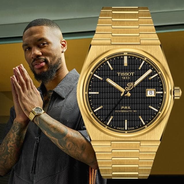 【TISSOT 天梭】NBA廣告款 PRX系列 達米恩·利拉德特別版 機械腕錶 母親節 禮物 推薦(T1374073305100)