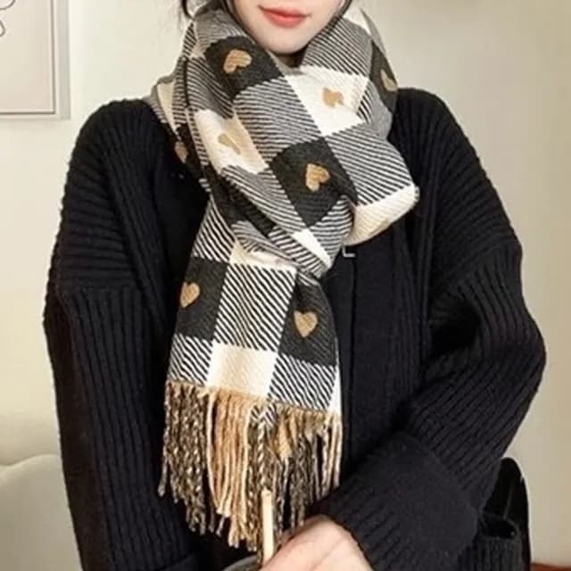 【LEESA】保暖圍巾\羊絨圍巾\保暖圍脖\圍巾\披巾\女圍脖\厚圍巾\韓國圍巾\披肩圍巾\發熱圍