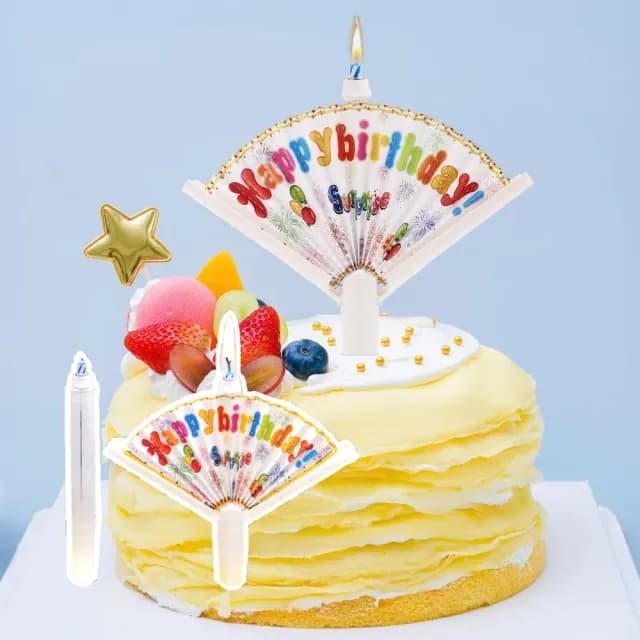 【慶生必備】創意驚喜扇子蠟燭2入(生日 派對 佈置 蛋糕蠟燭 節日 驚嚇 搞怪 彈跳蠟燭 禮物 活動 儀式感)