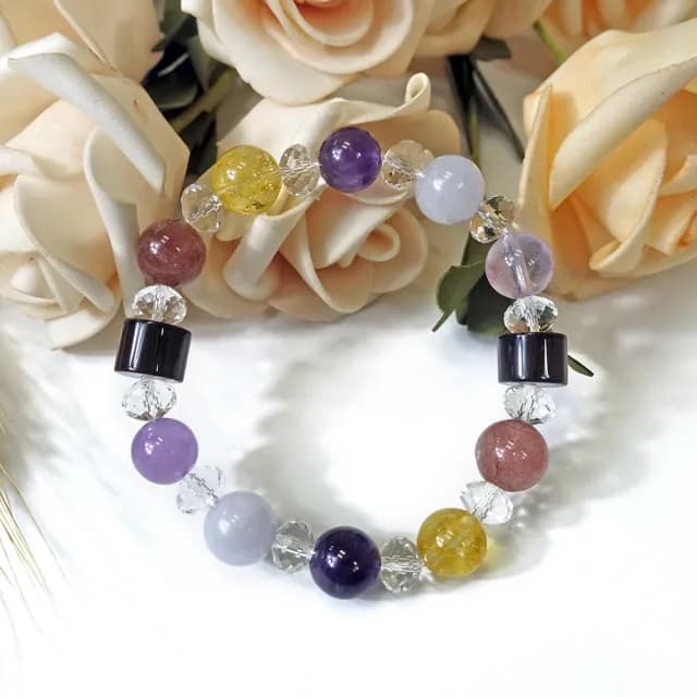 【德山珠寶】5A級10mm七彩美麗人生天然水晶組合造型手鍊(送禮/情人節生日禮物飾品母親節水晶手鍊CE476)