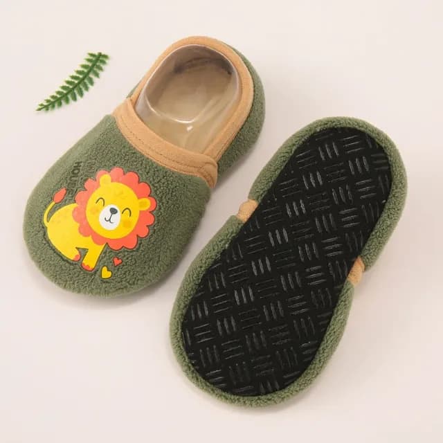 【橘魔法】兒童動物膠印厚棉絨保暖室內鞋襪(防滑膠點 地板襪 襪子 室內拖 室內鞋  童裝 男童 女童 保暖)