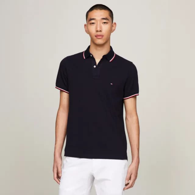 【TOMMY HILFIGER】官方旗艦館 CORE 修身版有機棉 POLO 衫_藍色