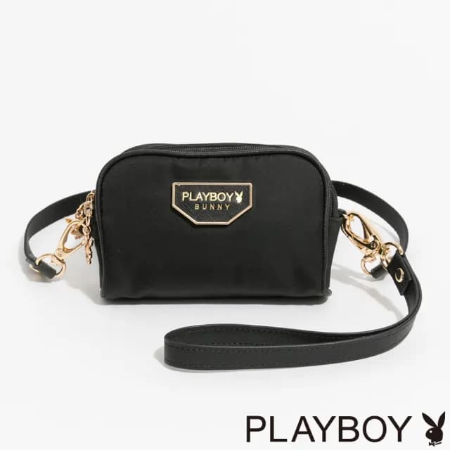【PLAYBOY】零錢包附長背帶/手挽帶  Stance系列(黑色)