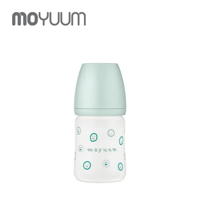 【MOYUUM】韓國 寬口矽膠玻璃奶瓶-微笑泡泡(150ml)