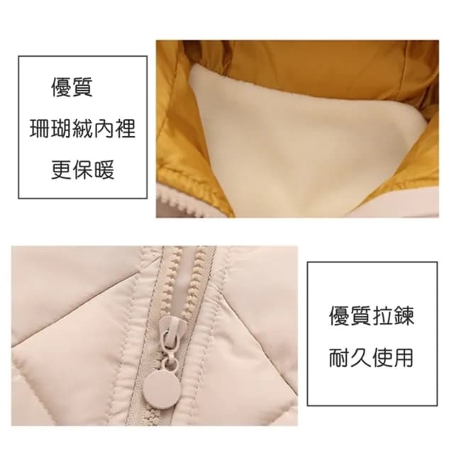 【橘魔法】兒童菱格連帽鋪棉外套(厚外套 長袖外套 連帽外套 中性款 羽絨外套 保暖 中性款 女童 男童 童裝)