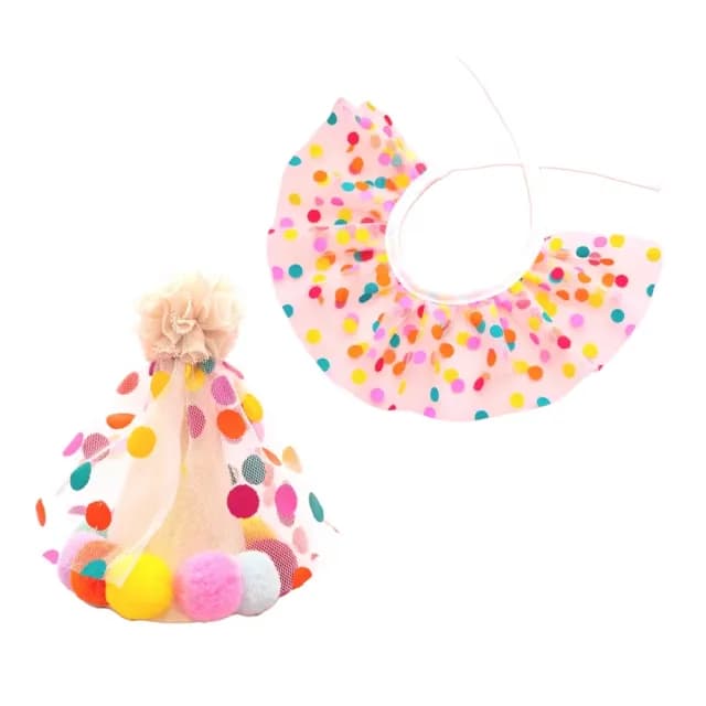 【快樂犬】寵物生日圍兜帽子套裝(派對 活動 毛孩 貓狗用品 圍脖 頭飾 彩球 多巴胺 拍照 道具 寫真 禮物)