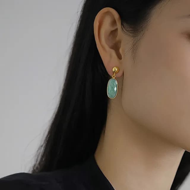 【LEESA】情人節禮物 薔薇石耳環\純銀耳環\韓國飾品\耳環\耳飾\抗過敏\高級感\天河石\個性耳環\情人節禮物\