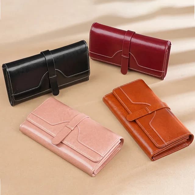 【MoonDy】雙11 錢包 牛皮錢包 長皮夾 三折錢包 信封包 長夾 防盜刷 手拿包