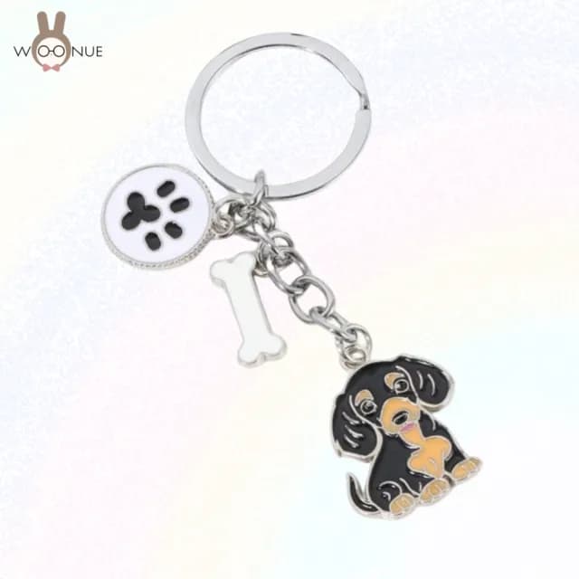 【WOONUE】1入高品質臘腸狗動物鑰匙圈扣(兒童情人節朋友愛狗婚禮小物 生日禮物)