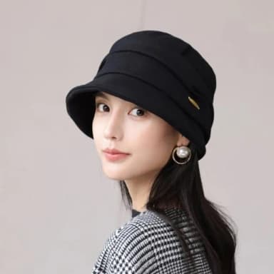 【米蘭精品】現貨出清 不退換 羊毛帽漁夫帽毛呢盆帽(保暖加絨褶皺女帽子情人節生日聖誕節交換禮物4色74bn5)