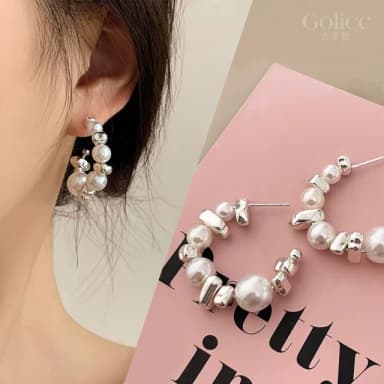 【Golicc】耳環 法式高級感 輕奢珍珠(618 七夕 情人節 生日 飾品 耳釘 耳飾 耳墜 禮物)