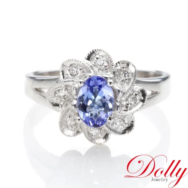 【DOLLY】14K金 天然丹泉石鑽石戒指-005(母親節 長輩送禮 交換禮物首選)