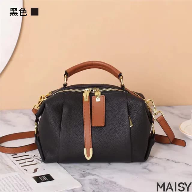 【MAISY】父親節禮物 復古真皮高級感波士頓包(真皮包包 現+預  米色／灰色／綠色／棕色／黑色)