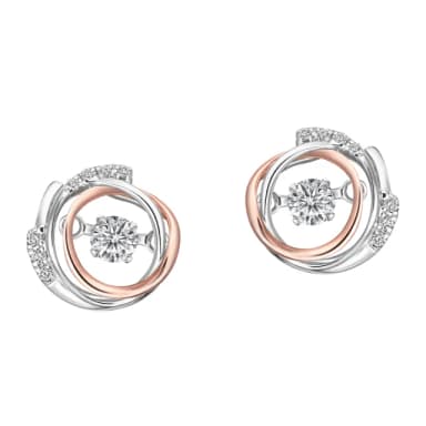 【Emperor Diamond 京華鑽石】18K金 玫瑰金 雙色 共0.18克拉 鑽石耳環 跳舞鑽石 星際極光系列
