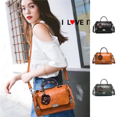 【Rosse Bags】母親節禮物 百搭復古波士頓包(現+預  黑色／綠色／橙色)