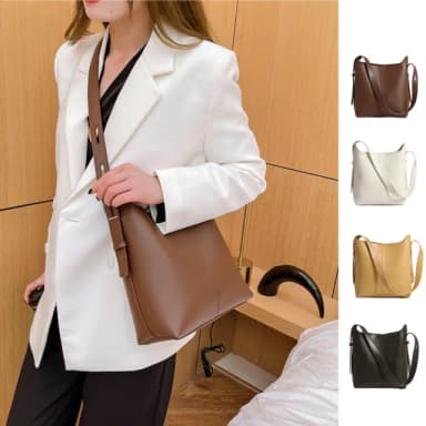 【Rosse Bags】母親節禮物 韓版簡約百搭文青水桶托特包(現+預  黑色／棕色／黃色／米白色)
