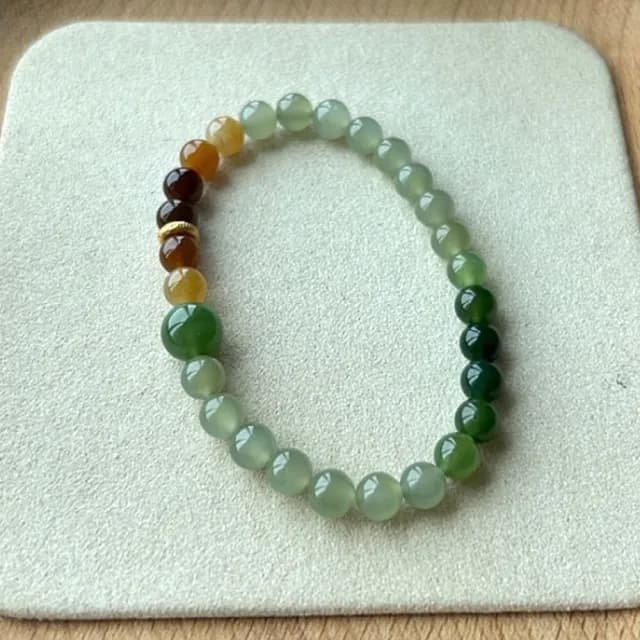 【MoonDy】情人節禮物 和田玉手串 圓珠手鍊 玉手鍊 保平安 驅邪納福 漸變手鍊 碧玉手串 送長輩 生日禮物 雙