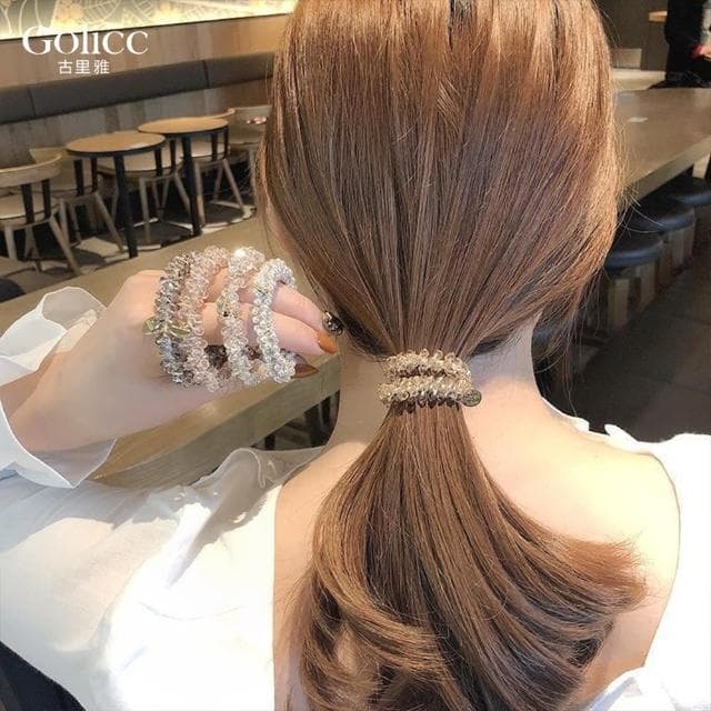 【Golicc】髮圈 韓版 復古 仿水晶 手鍊 兩用(母親節 生日 情人節 髮飾 髮帶 飾品 禮物)
