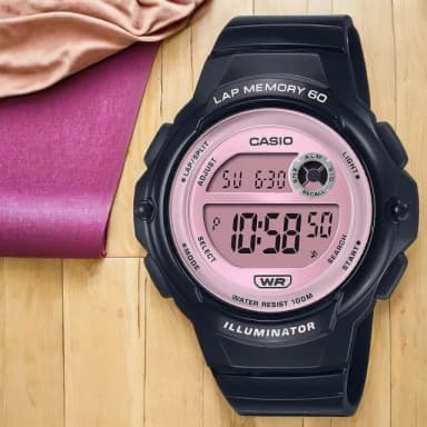 【CASIO 卡西歐】運動慢跑女錶-粉X黑 送禮 禮物 推薦(LWS-1200H-1A2V)