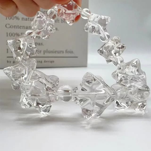【LEESA】六芒星\串珠\手鍊女\禮物\天然白水晶\梅爾卡巴\手串\手鍊情侶\手鍊\水晶手鍊\水晶手串