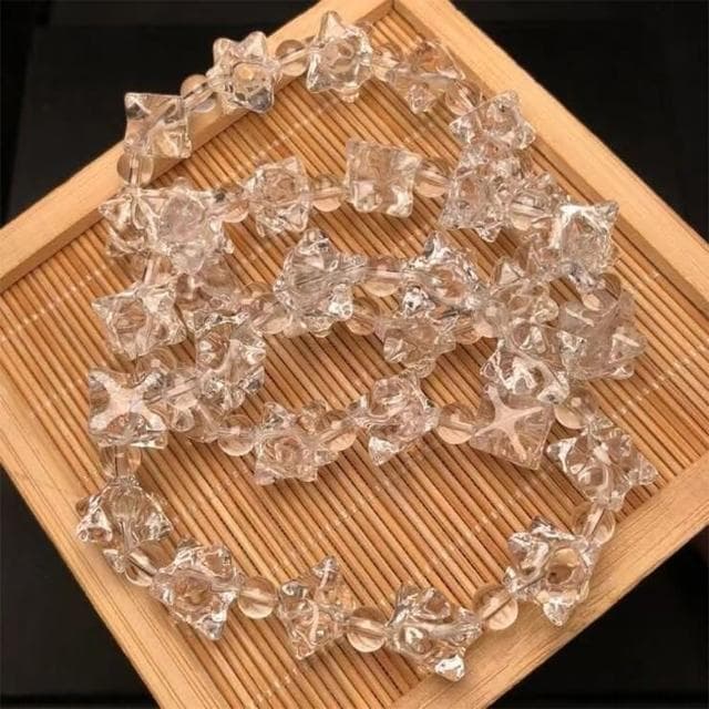 【LEESA】六芒星\串珠\手鍊女\禮物\天然白水晶\梅爾卡巴\手串\手鍊情侶\手鍊\水晶手鍊\水晶手串