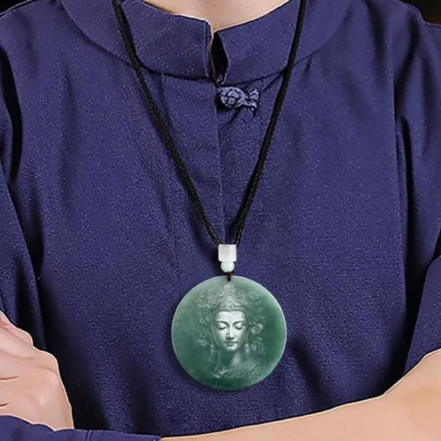 【LEESA】翡翠觀音\玉墜\護身符\辟邪項鏈\項鍊\項鍊女\觀音玉佩\保平安\開運項鏈\觀音吊墜\禮物\送女生\