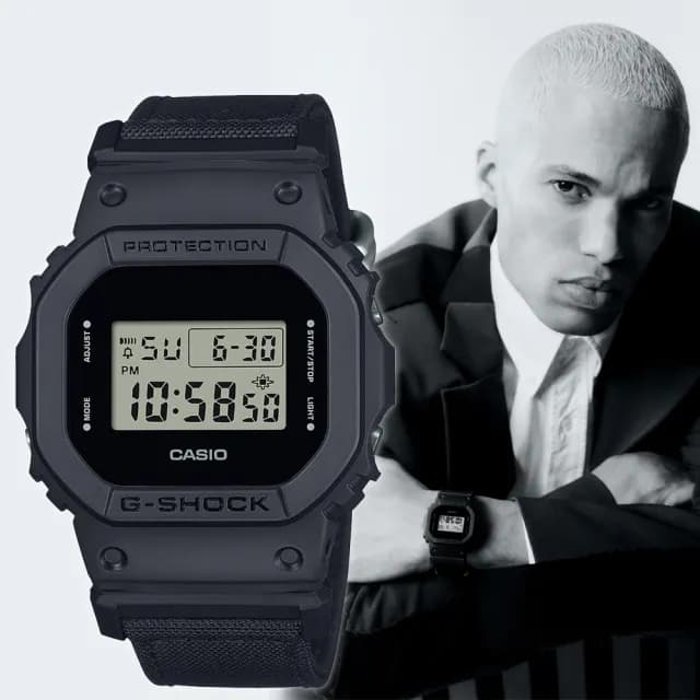 【CASIO 卡西歐】G-SHOCK Cordura尼龍錶帶電子錶 情人節 禮物(DW-5600BCE-1)