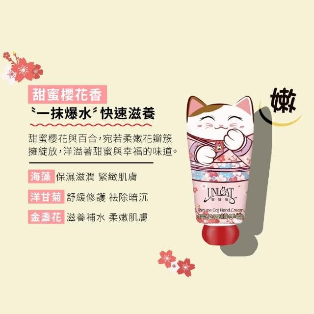 【UNICAT 變臉貓】母親節限定 招財貓護手霜2入禮盒 X2盒 推薦禮物(檀木+櫻花40ml)