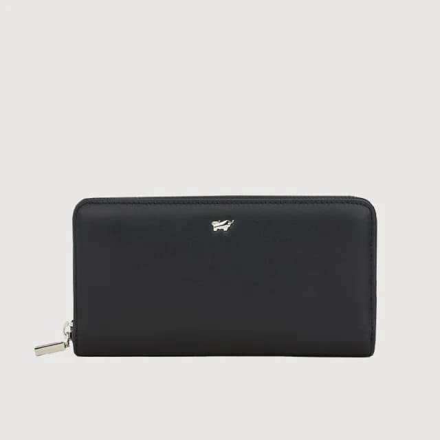 【BRAUN BUFFEL 德國小金牛】台灣總代理 維那斯-B 13卡拉鍊長夾-黑色(88父親節禮物 男包皮夾/BF849-602-BK)