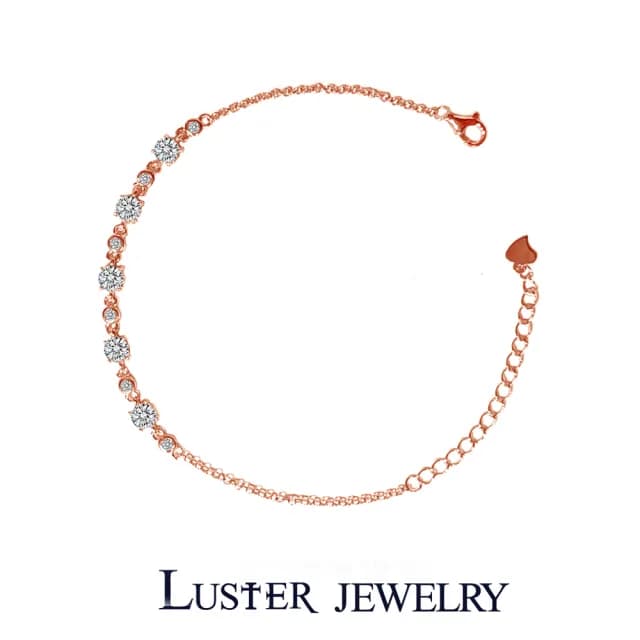 【Luster】狂銷雙11!1.5克拉 D VS  玫瑰金 培育鑽 鑽石手鍊(禮物傳遞摯愛閃耀永恆)