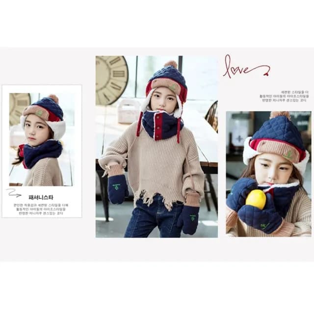 【橘魔法】菱格刺繡護耳帽(帽子 防風帽 配件 聖誕節 保暖 滑雪 中性款 男童 女童 兒童 童裝)